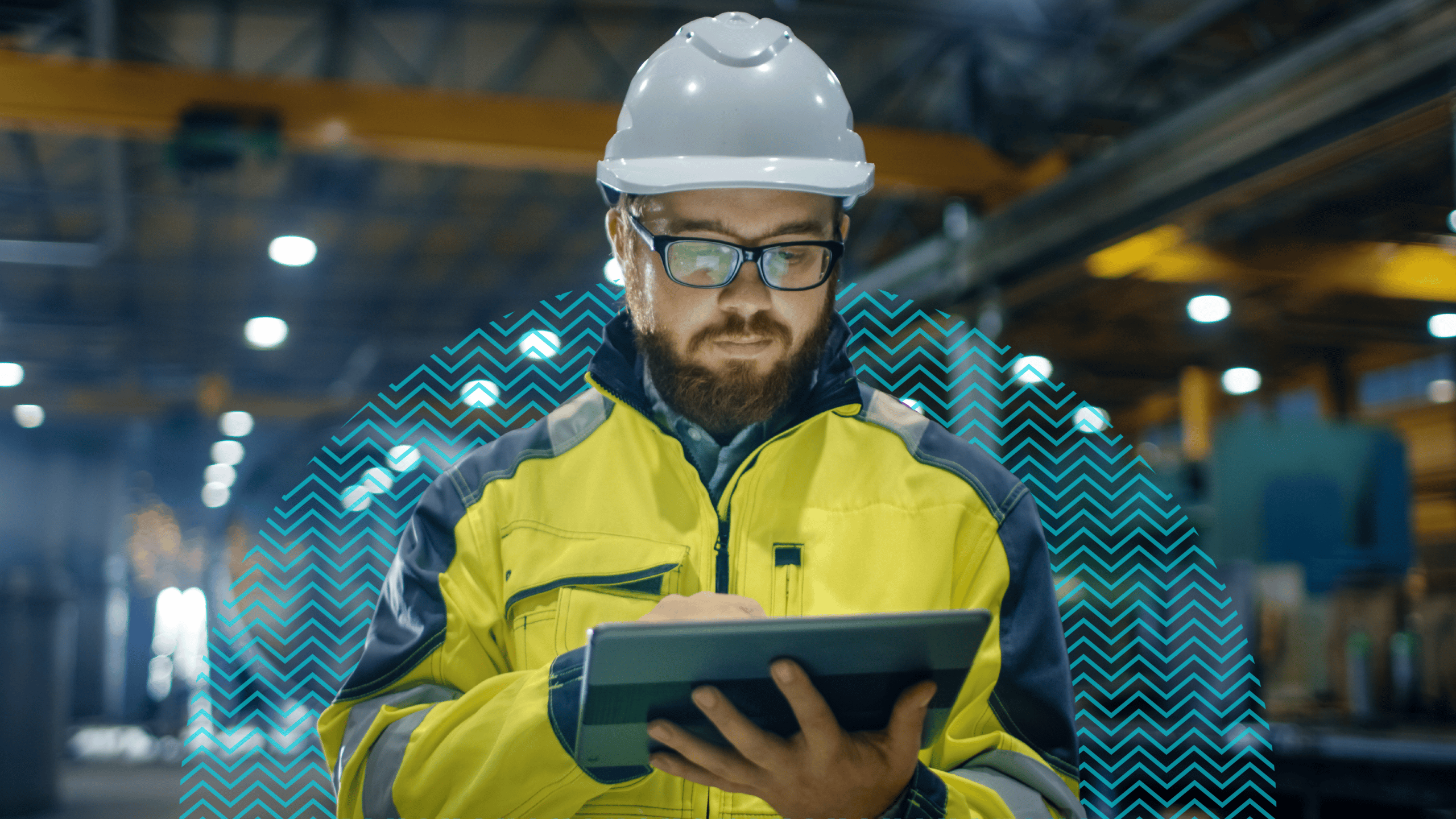 Man using a digital operational compliance software on the frontline