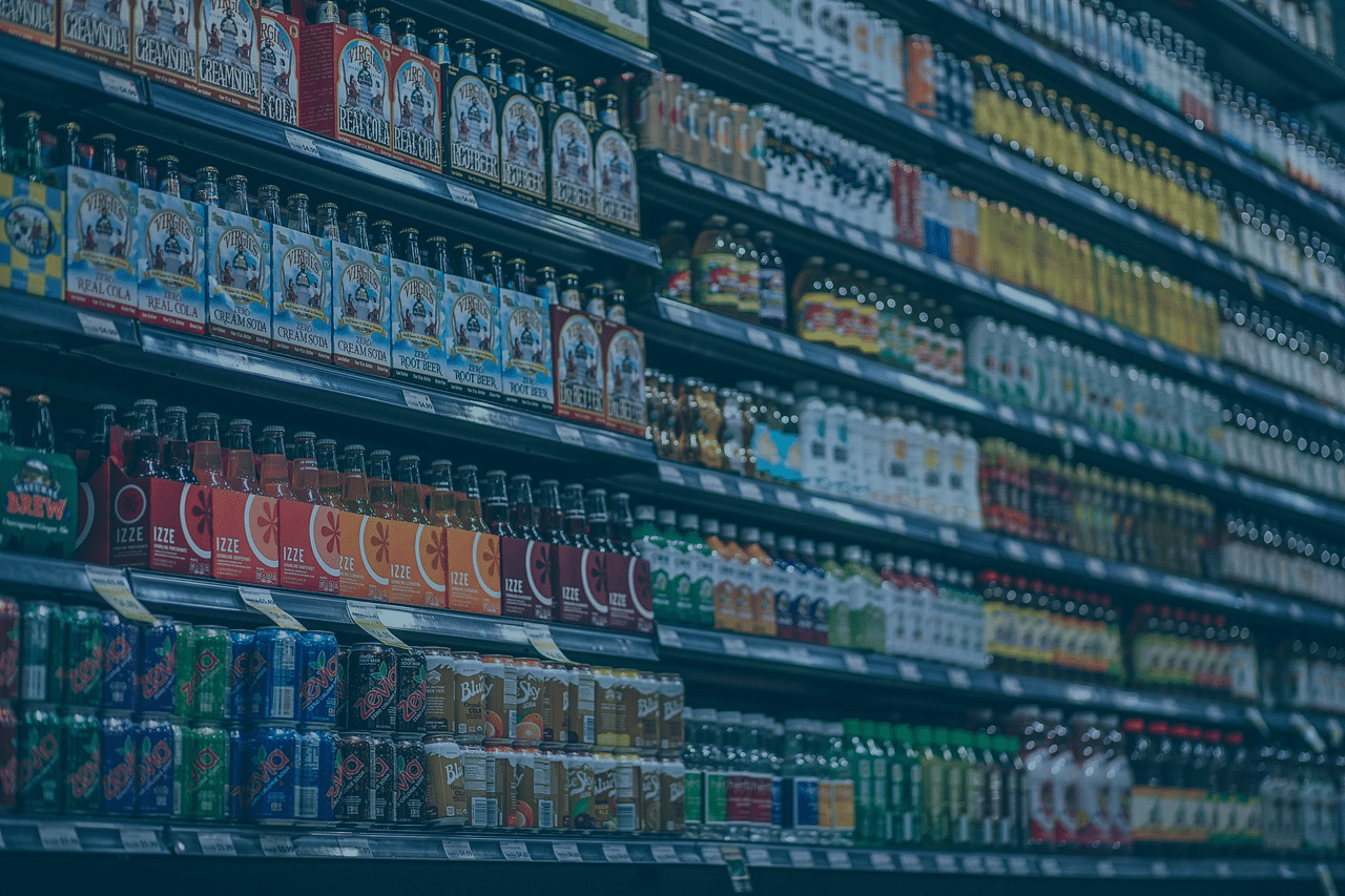 Shelf of Non-Alcoholic Beverages